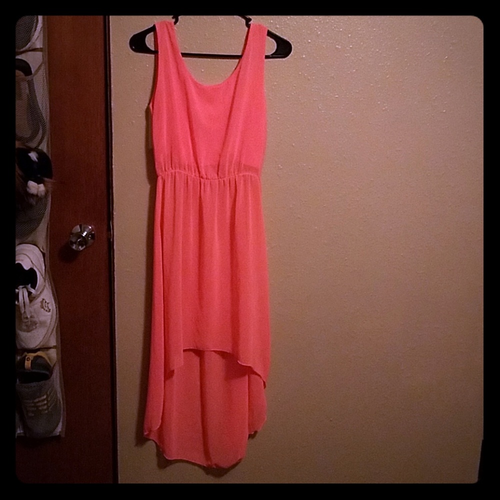 Sexy Coral colored High Low dress